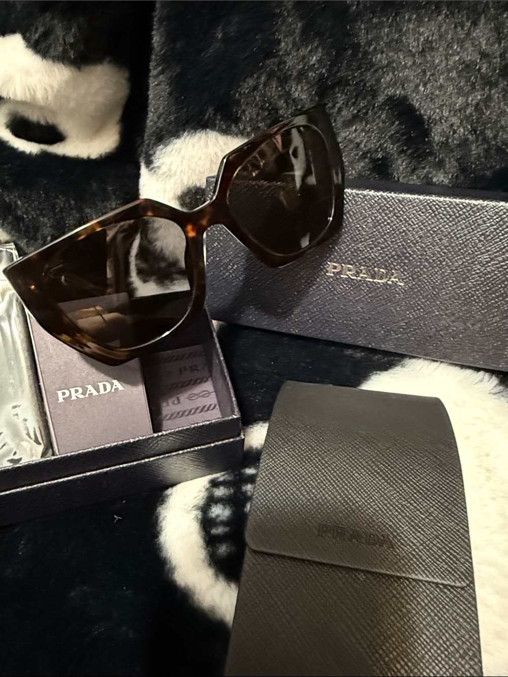 Prada Women’s Tortoiseshell Oversized Cat-Eye Sunglasses - Brown/Black